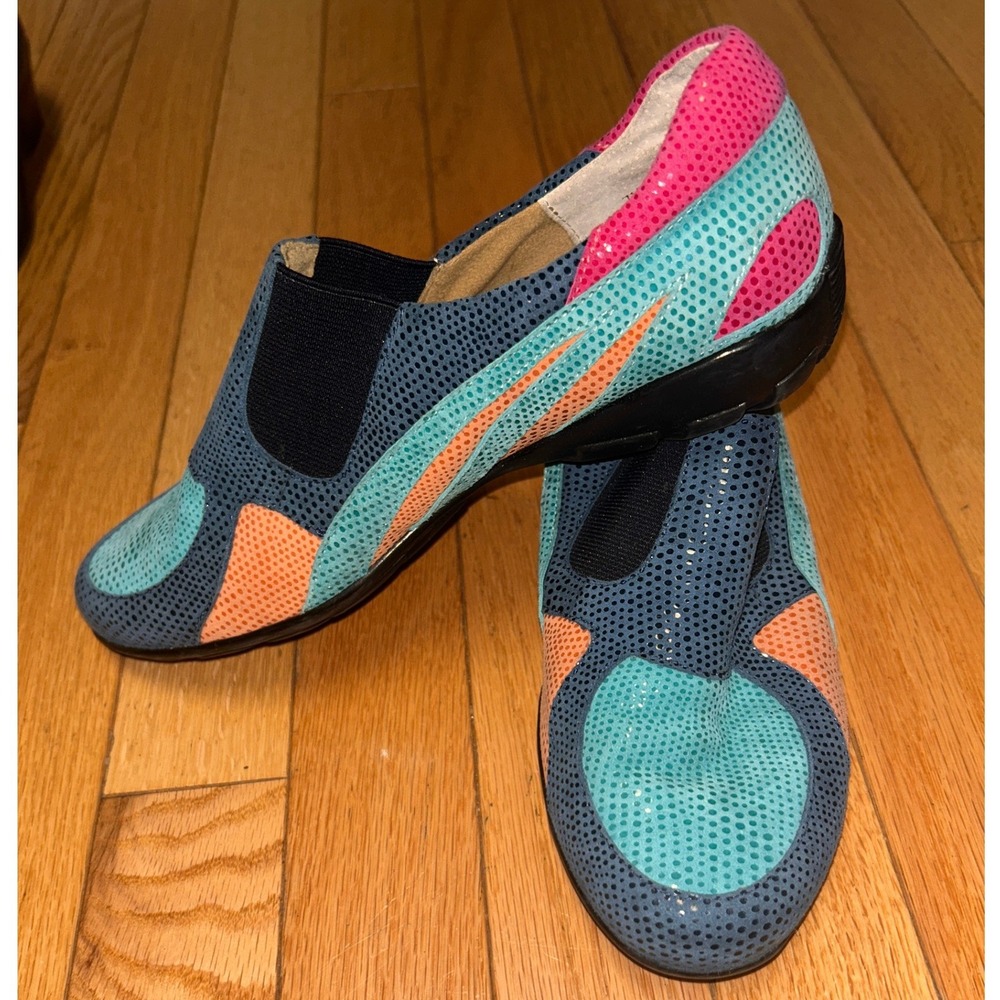 Vaneli Sport‎ Womens 7.5M Multicolor Dotted Textured Leather Slip On Sneakers
